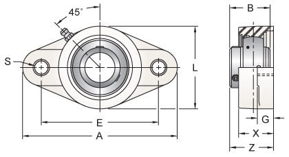 Part Number SUCSFLSQK205/FVSL613, Corrosion-Resistant QuiKlean® Two-Bolt  Flanged Mounted Bearings - Set Screw Locking On The Timken Company